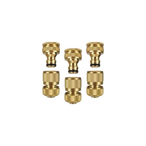 6 Pièces Connecteur de Tuyau D'arrosage, Connecteur de Robinet de Jardin en Laiton Massif, Connecteur de Robinet 2 en 1, Raccords de Tuyau D'arrosage à Connexion Rapide, Adaptateur de Robinet (1/5)