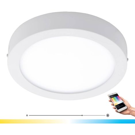 Plafoniera, applique, lampada da esterno, applique da parete per la casa, alluminio pressofuso, bianco, plastica, circuito CCT, IP44 resistente agli schizzi, dimmer, LED smart home, Eglo, 98171 (1/5)
