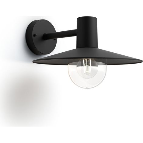 Philips – Applique d'extérieur noire 30x22 cm – Douille E27 – IP44 – Aluminium et verre – Pour jardins et terrasses (1/9)