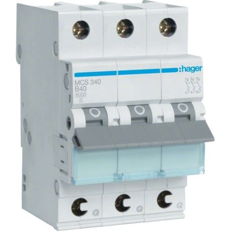 Interruptor Hager mcs340 tipo C 40A 3 polos