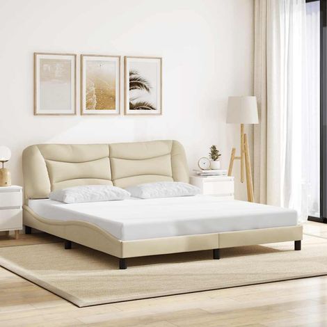 Bettgestell ohne Matratze "Hvar" Creme 180x200 cm Stoff (1/5)