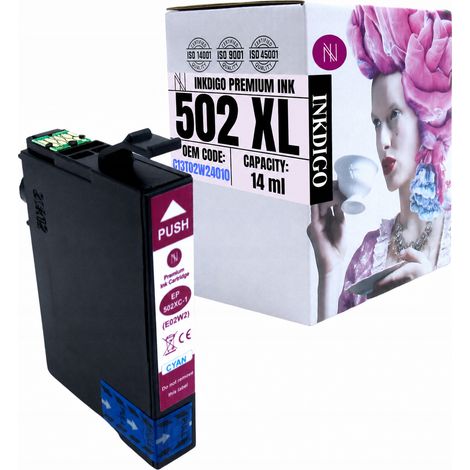 Inchiostro Inkdigo 502XL C compatibile con Epson Expression Home XP-5100 XP-5115, certificato TÜV. (1/5)