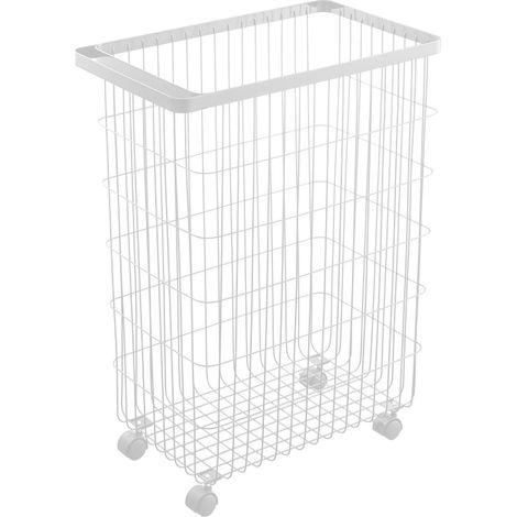 YAMAZAKI - Panier à linge à roulettes en métal H56.5cm (1/5)