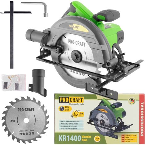 Procraft KR1400 Kreissäge 1400 Watt 185 mm + Sägeblatt