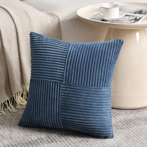 Lot de 1 Boho Housse de Coussin 35x35 Bleu,à Motif Croisé Decoration Housses de Coussin en Velours Côtelé,Douillet Taie d'oreiller Housse Coussin Moderne pour Canapé Chambre Chaise Lit (1/5)