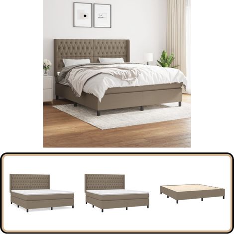 Boxspringbett mit Matratze Taupe 180x200 cm Stoff - Boxspringbett - Doppelbett - Lattenrost - Bettrahmen - Massivholzbette