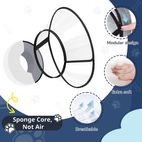 Collare per cani, collare in schiuma anti-leccamento, alternativa ai collari gonfiabili, collare regolabile e traspirante, collare elisabettiano (grigio, taglia 1) (1/4)