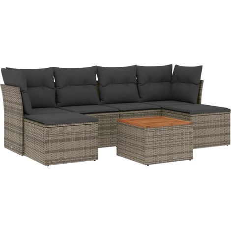 Maison Exclusive - 7-tlg. Garten-Sofagarnitur mit Kissen Grau Pol