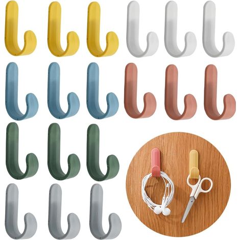 24 ganchos adhesivos de acero inoxidable blanco, no requieren perforación, para toallas de cocina y toallas de baño.
