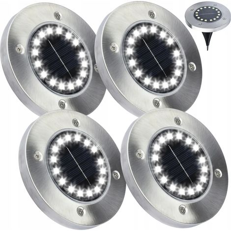 4 LED-Solar-Bodeneinbauleuchten, Einbauleuchten, Solar-Bodenleuchten, kaltweißes Licht (1/5)