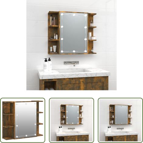 LED-Spiegel - Spiegelschrank mit LED Räuchereiche 70x16,5x60 cm (1/5)