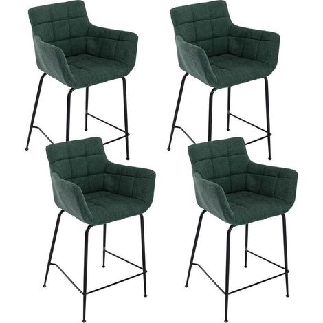 Barhocker 4er Set mit Metallfüßen und Frottee-Bezug, Grün (1/5)