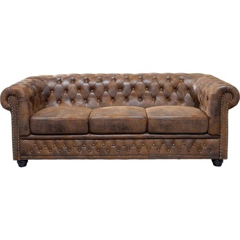 Divano dritto EDGAR – Marrone – 3 posti – Stile barocco