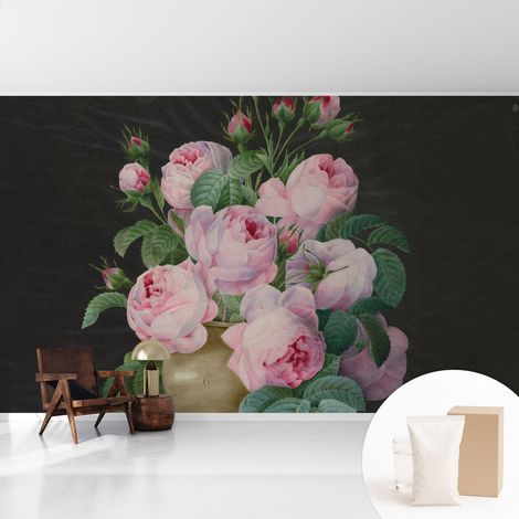 Papier peint intissé mural classique avec imprimé motifs décoratifs design élégant non‑tissé Élégance florale 416x254 cm (1/5)
