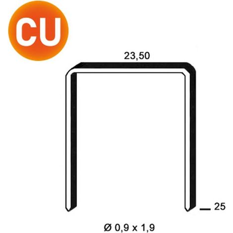 10 000 Agrafes Cuivrées Jk590-25 - 23.5x25x0.9x1.9 mm - D-Work