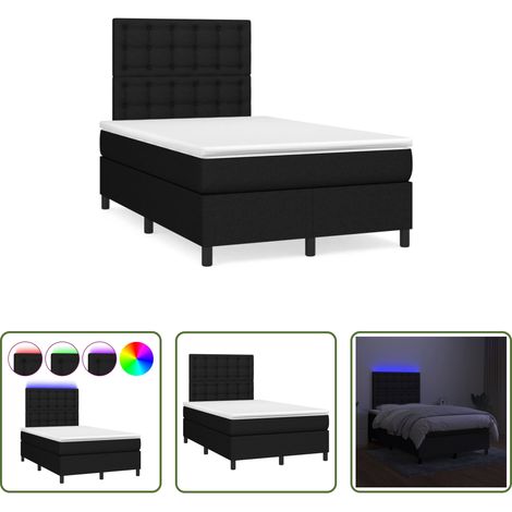 vidaXL LED-Leiste -  Boxspringbett mit Matratze & LED Schwarz 120x190 cm Stoff (1/5)