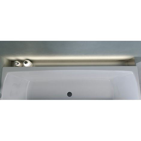 NIX Poche de baignoire en acier inoxydable avec drain, 160 cm, montage en angle (1/4)
