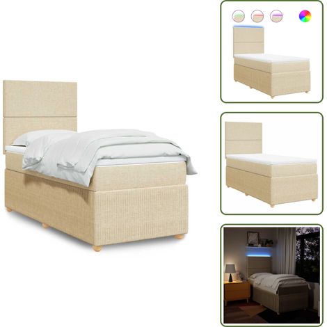 Sommier à lattes de lit avec matelas Crème 80x200 cm Tissu - Sommier À Lattes De Lit - Sommiers À Lattes De Lit - Lit - Meuble De Chambre À Coucher (1/5)