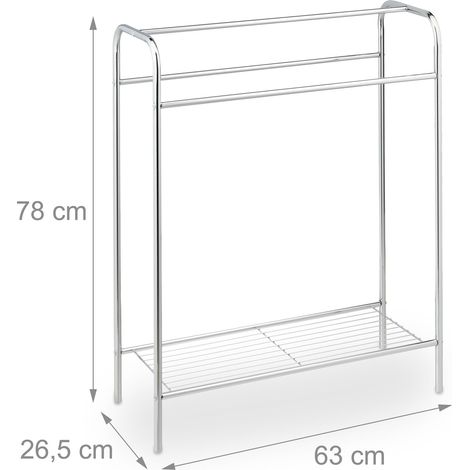 Portasciugamani decorativo con ripiano spazioso bagno 60 x 30 x 5 cm in acciaio argentato 130013866