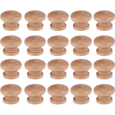 Satz mit 20 Holzschubladengriffen in Pilzform mit Schrauben – Elegante Griffe für Möbel und Schubladen, 3,5 cm