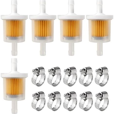 5 Pièces 6-8 mm Filtres à Essence, Filtre à Carburant en ligne, Carburant Rapide de Filtre à Essence, avec 10 Pièces Colliers de Serrage, pour Moto, Scooter, Générateur, Tondeuse à Gazon (1/4)