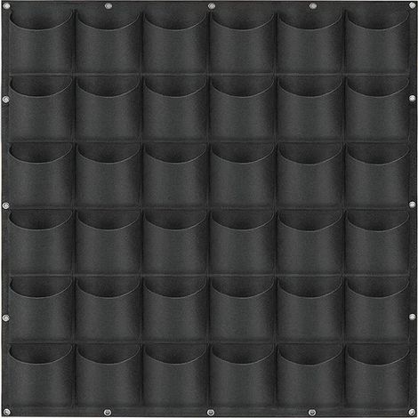 Sac à Plantes Mural 36 Poches - Sac De Plantation Vertical - Jardinière Design à Suspendre - Mur Végétal Extérieur - Jardin Mural Souple en Feutre Résistant Et écologique le noir (1/5)
