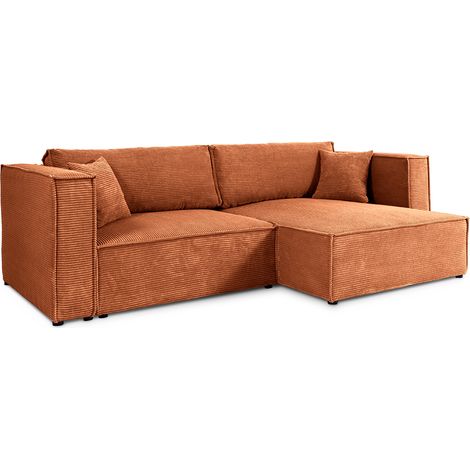 Umkehrbares Ecksofa mit 3 Sitzplätzen Jimmy Cord Terracotta