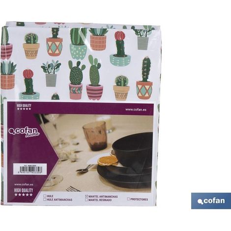 Nappe imperméable antitache imprimé cactus 140x200cm 60% coton et 40% polyester (1/3)