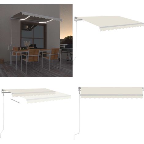 Auvent automatique avec capteur de vent et LED 300x250 cm Crème - Auvent Retractable - Pergola Bioclimatique - Abri Solaire - Parasol Électrique - Store Extérieur - Home & Living (1/5)