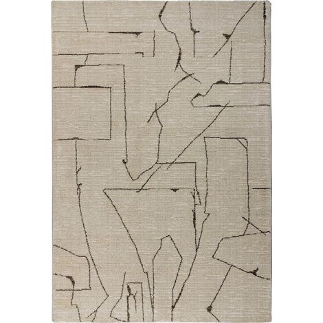 Tapis crème moderne à motifs graphique doux et épais - 230 x 160 cm (1/5)