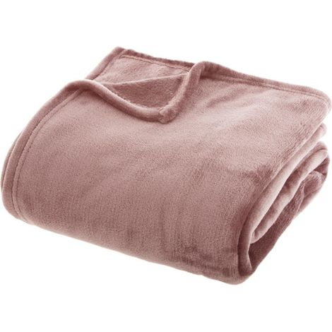 Plaid Doux Uni "Flanel" 180x230cm Rose (1/3)