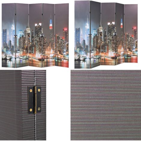 Cloison de séparation pliable 200x170 cm New York la nuit - Cloison De Séparation - Écran De Dressing - Décoratif - Meuble Pliable - Séparation D'espace - Home & Living (1/5)