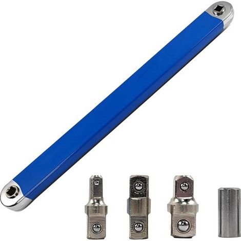 Llave de extensión curva para herramientas de impacto con adaptador de accionamiento de 1/2", 1/4" y 3/8" (1/5)