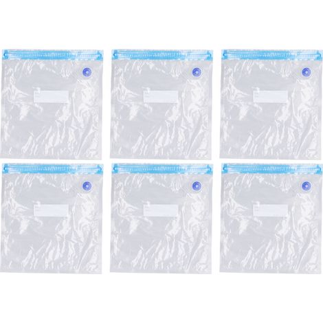 6 Sacs de Rangement Sous Vide Réutilisables, Étanchéité Parfaite, Économiseur d'Espace, Transparents pour Vêtements et Aliments, 22x21cm (1/5)
