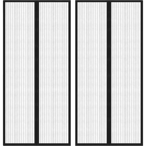 Cortinas de puerta con rejilla magnética, fácil instalación, aptas para todas las estaciones, color negro. (1/2)