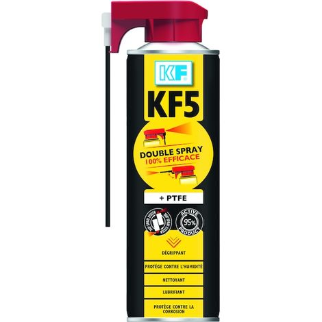 Lubrifiant dégrippant multifonction 400ml – Système double diffusion – Chargé en PTFE pour lubrification durable – Protection contre la corrosion – KF