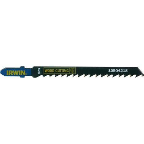 Hoja de sierra de calar, marca Irwin, modelo T144DP, uso en madera, 100 mm, set de 5 piezas, corte preciso y duradero, diseño para alta resistencia al desgaste