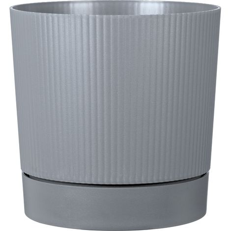 Scheurich LINO+, bac à plantes en plastique, couleur : Pure Grey, diamètre 29 cm, hauteur 29 cm, volume 13 l.