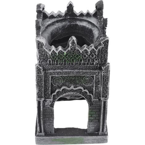 Décor aquariophile en résine – Château paysager avec statue de bonsaï, taille unique, accessoire pour aquarium ou bureau, design réaliste