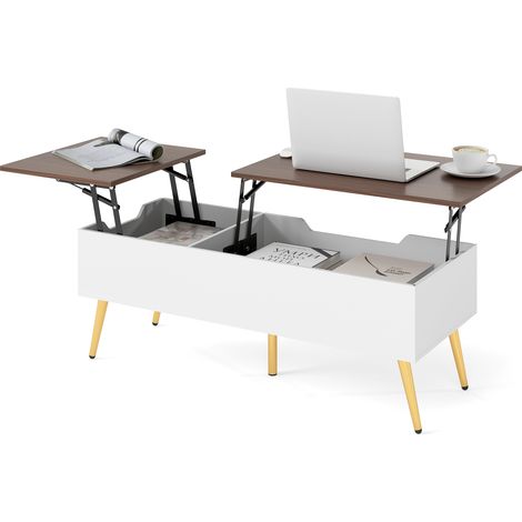 COSTWAY Lift Top Coffee Table Modern Center Table w/Storage Compartments-Walnut (1/5)