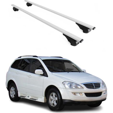 OMAC Dachträger Querträger für Ssangyong Kyron 2005-2015 – Abschließbar – Max. 75 kg – 2 Stangen Stahl Silber (1/5)