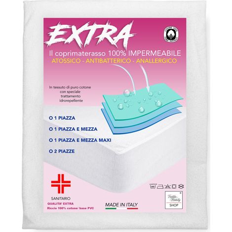 COPRIMATERASSO Impermeabile SANITARIO PVC Qualità EXTRA Made in Italy 1 PIAZZA E MEZZA (1/5)