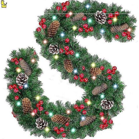 LED-Weihnachtskranz-Dekorationslampe mit Timer, 8 Blinkmodi und Schneeflocken-Applikationen (1/5)