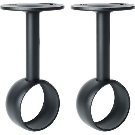 Support tringle à rideaux en acier inoxydable noir mat – Diamètre 32 mm – Lot de 2 – Résistant à l'humidité pour armoire et balcon (1/4)