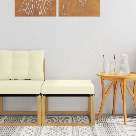 Reposapiés de exterior Madera maciza de Acacia y Tela Textilene