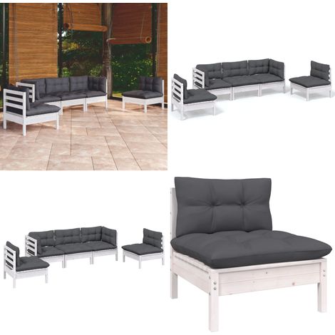 5-tlg. Garten-Lounge-Set mit Kissen Kiefer Massivholz - Gartensessel - Lounge Set - Gartenmöbeln - Rattan Möbel - Kiefernholzmöbel - Home & Living (1/5)