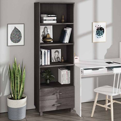 vidaXL Aparador HAMAR madera maciza de pino gris claro 60x35x180 cm (1/5)