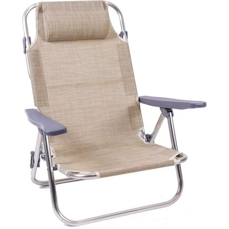Xone Sedia da Spiaggia spiaggina mare beige in alluminio PRO 60 x 48,5 x 80 cm (1/5)