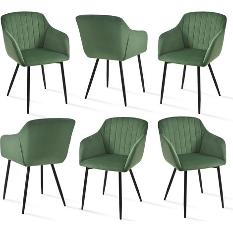 Goeurvant Sedie da pranzo minimaliste con seduta ampia e braccioli ergonomici, combinazione di comfort ed eleganza - Set di 6 - Marrone scuro
