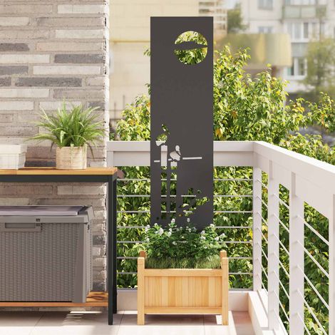 vidaXL  Garden Privacy Screen  Black 32 x 140 cm Cold-rolled steel